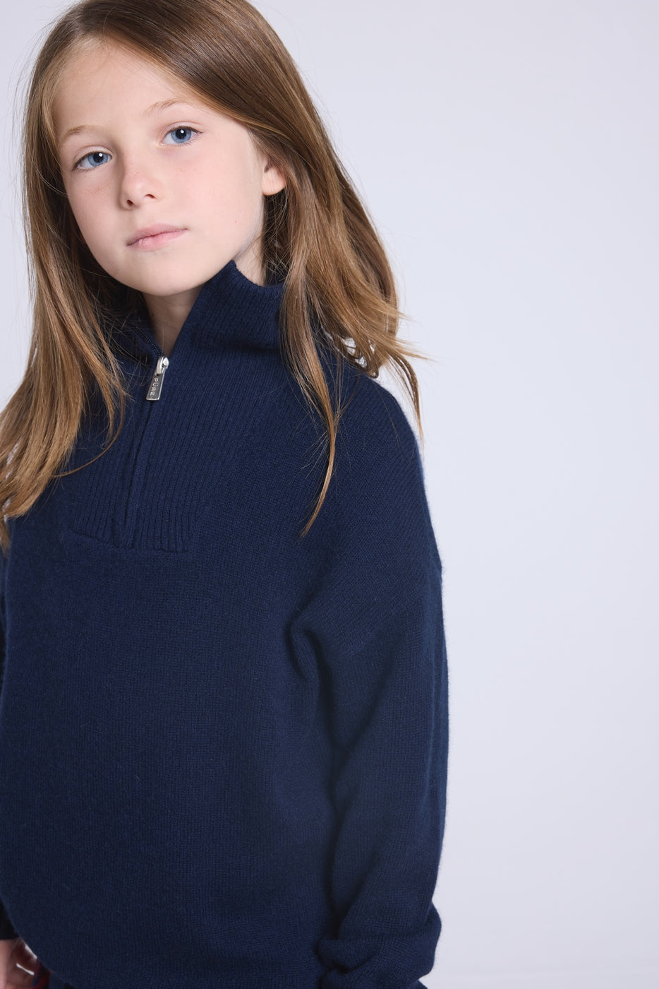 Pull Col Montant Zippe Marchy - Bleu Marine - Enfant