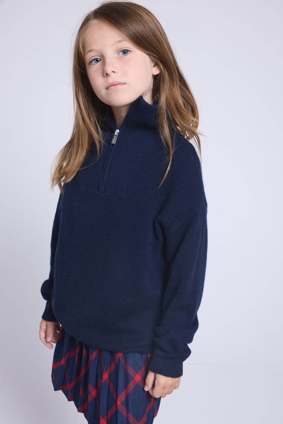 Pull Col Montant Zippe Marchy - Bleu Marine - Enfant