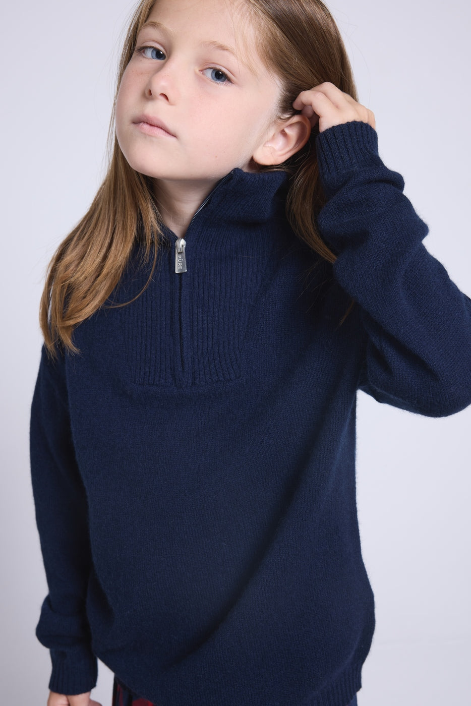 Pull Col Montant Zippe Marchy - Bleu Marine - Enfant