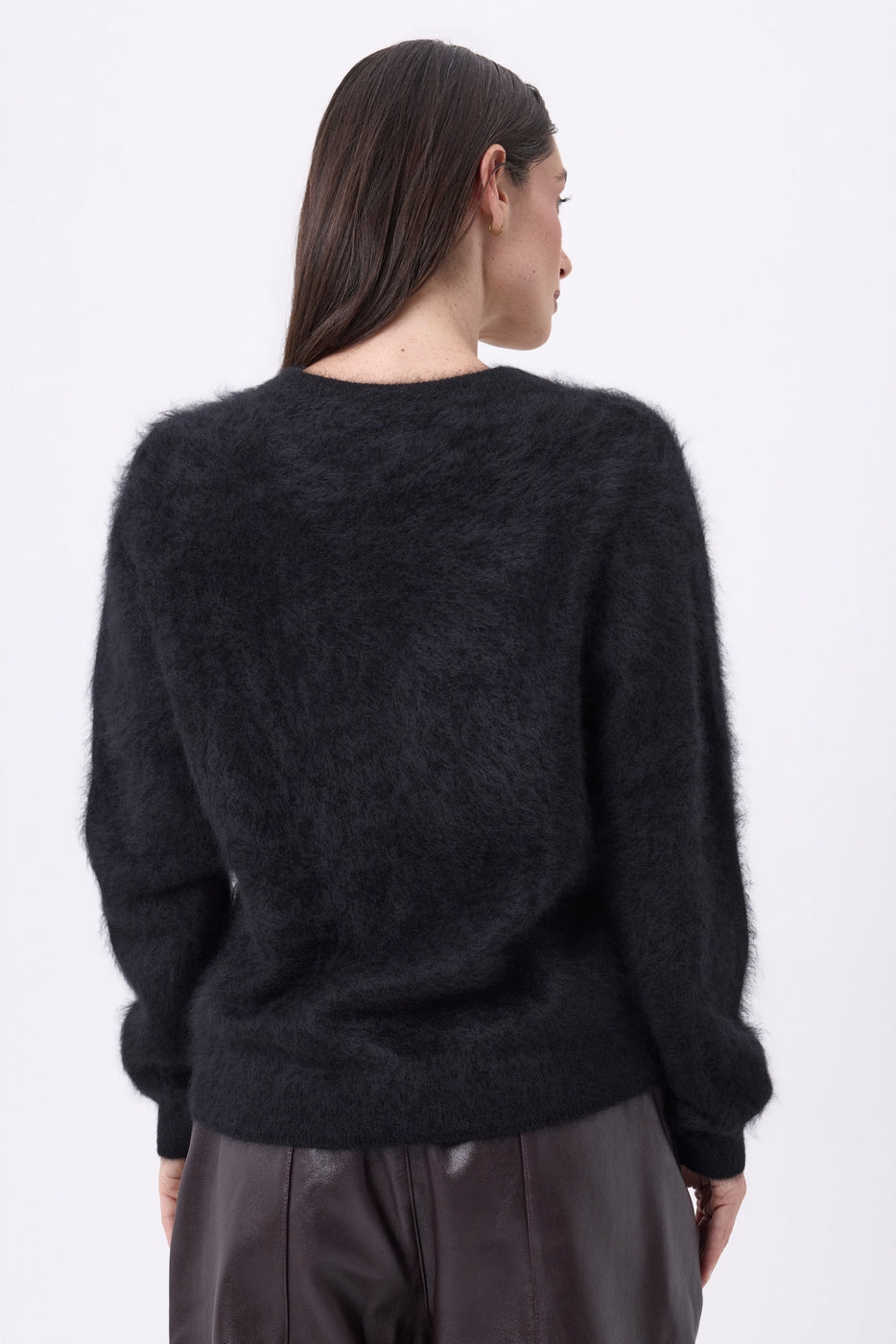 Cardigan Col V – Cachemire Brossé Marianne - Noir - Femme