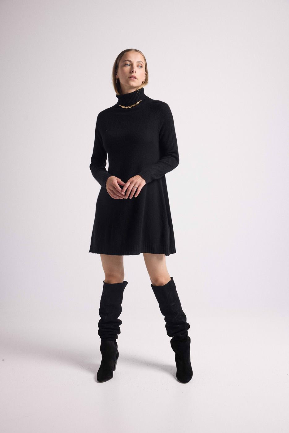 Vestido Cuello Vuelto Marie - Negro