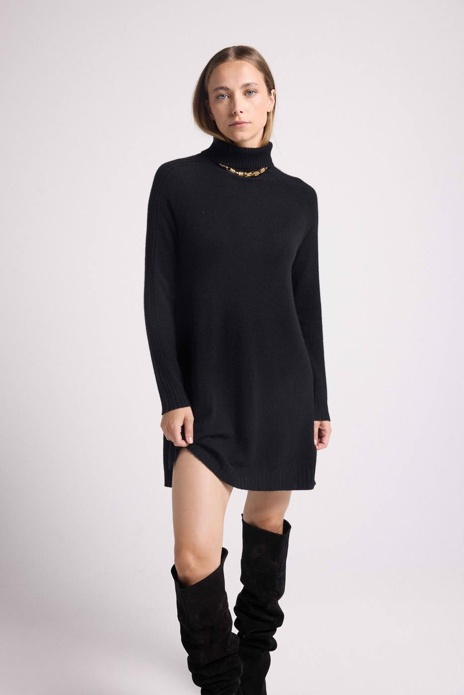 Vestido Cuello Vuelto Marie - Negro