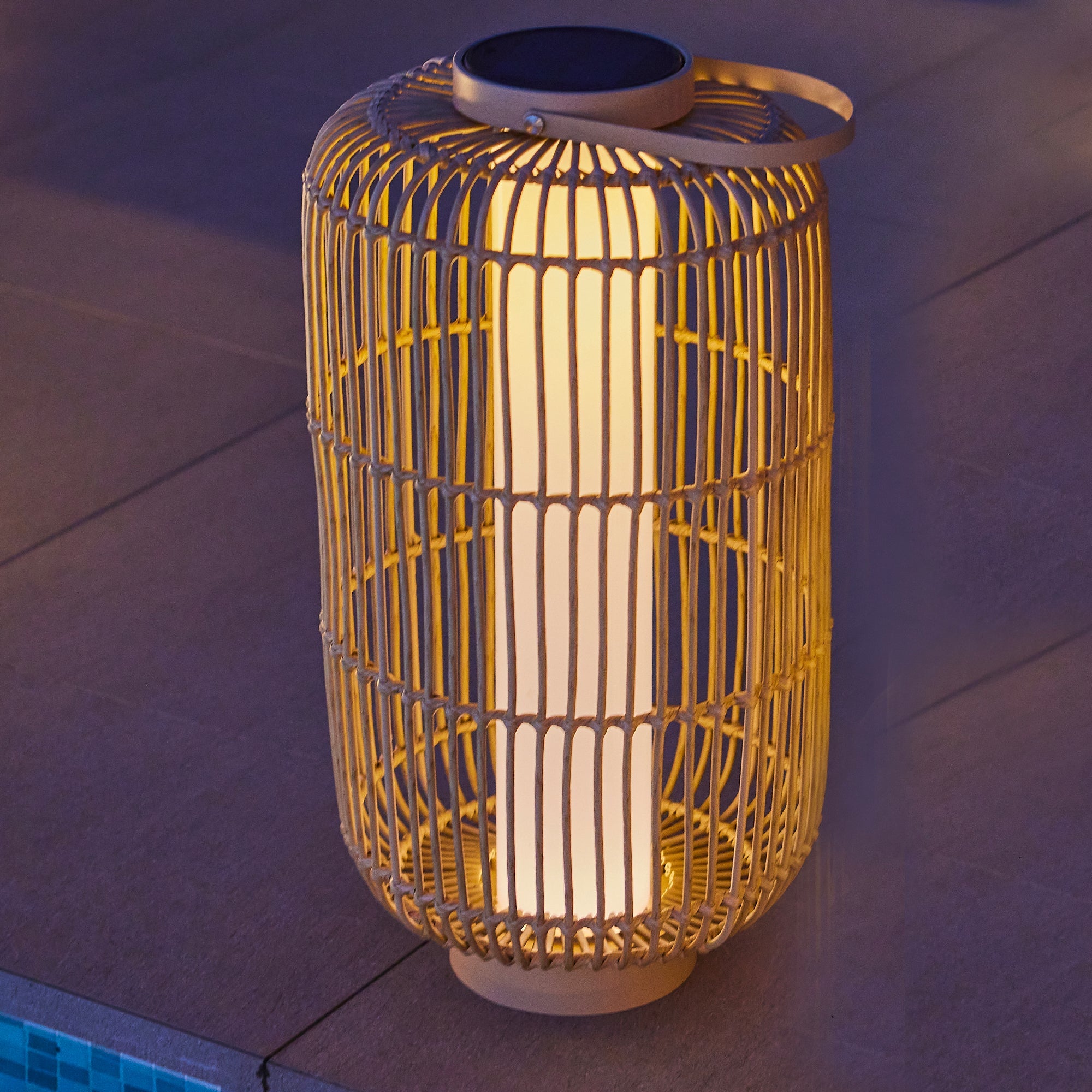 Mariel - Solar Lantern - Rattan - Beige