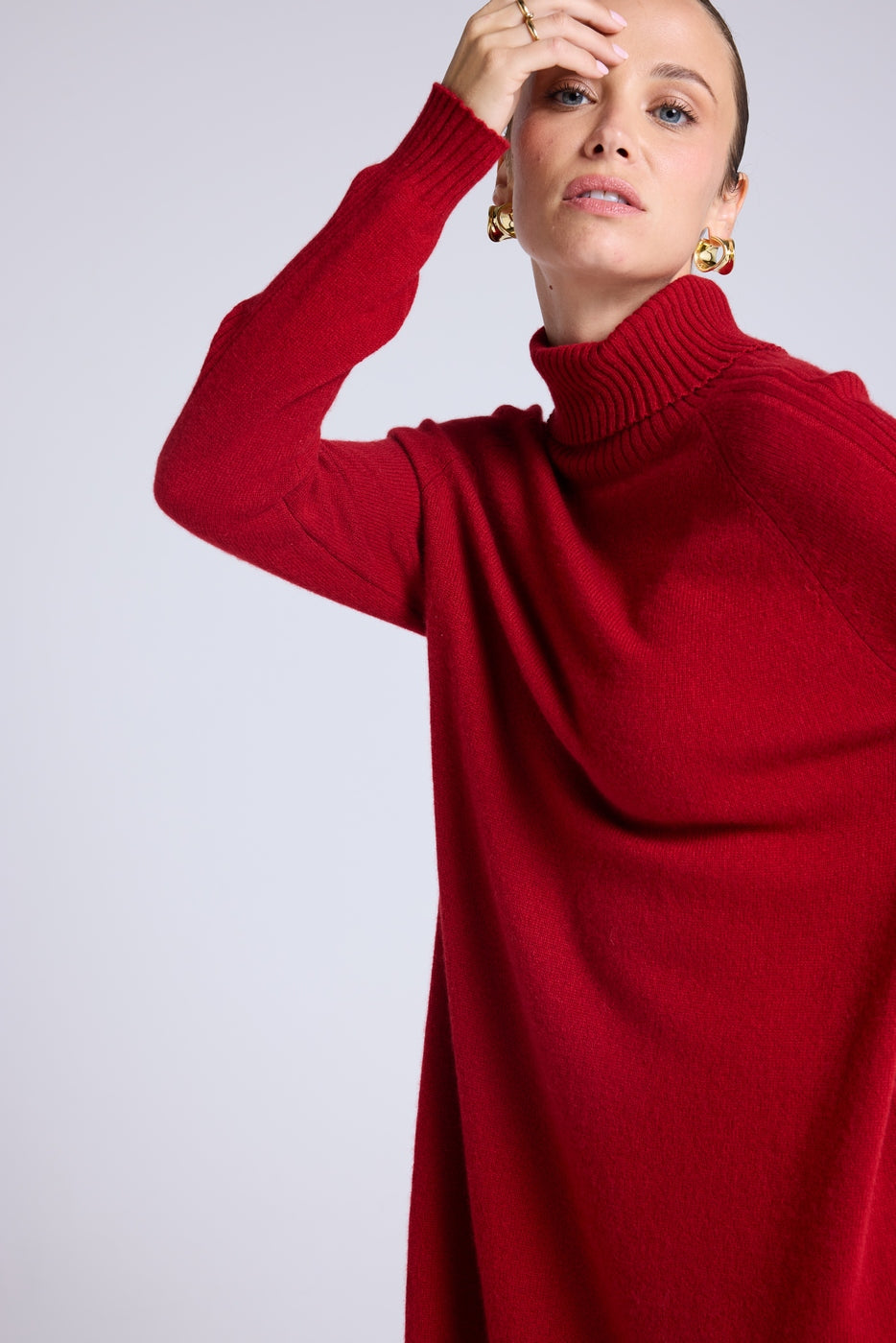 Robe Col Roule Marie - Rouge Bordeau