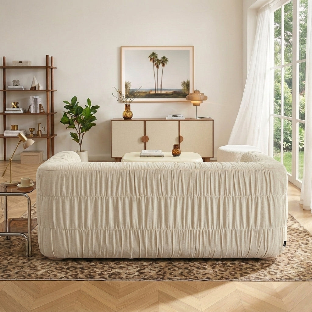 Marni - Canapé 3 Places - Velours Texturé - Beige