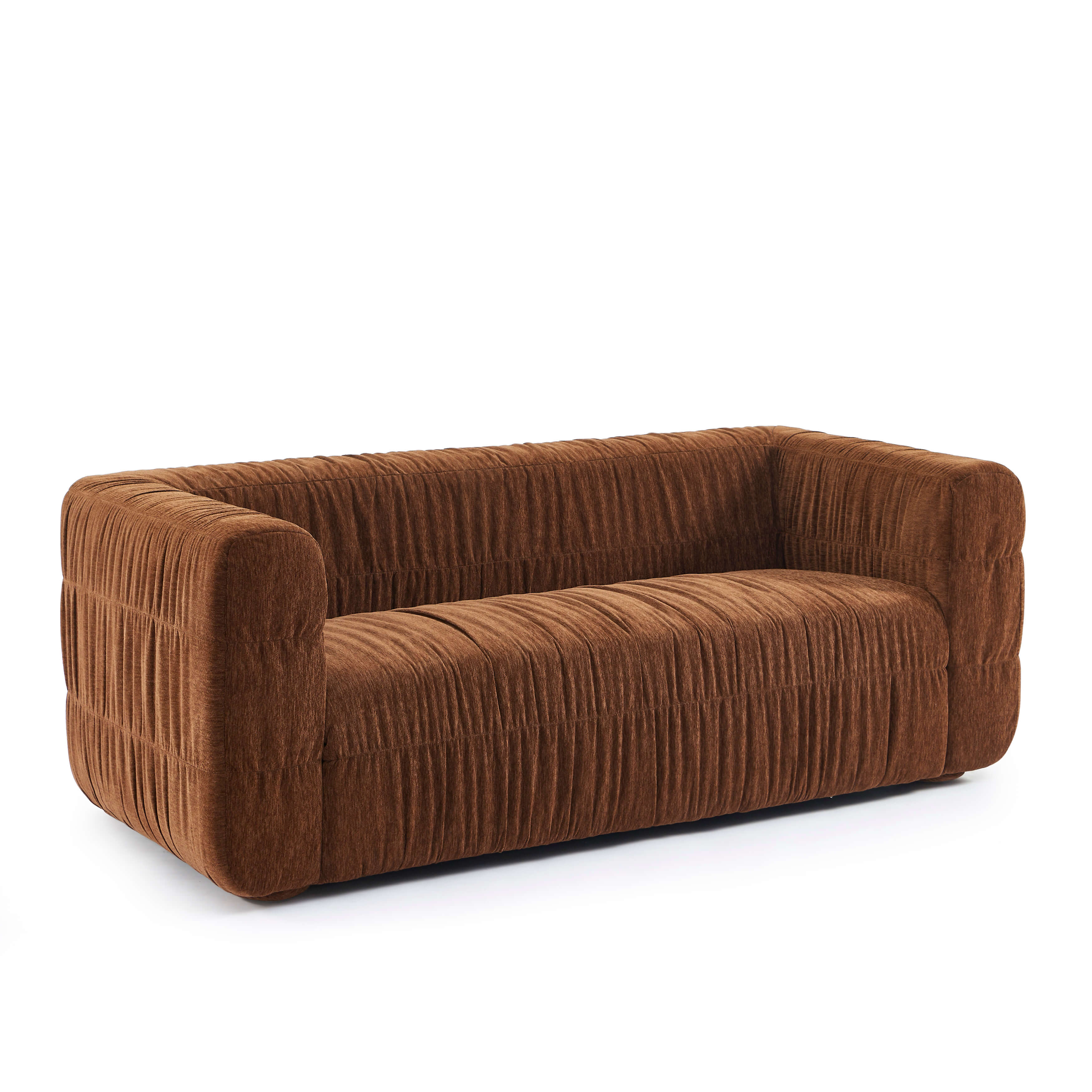 Marni - Canapé 3 Places - Velours Texturé - Marron