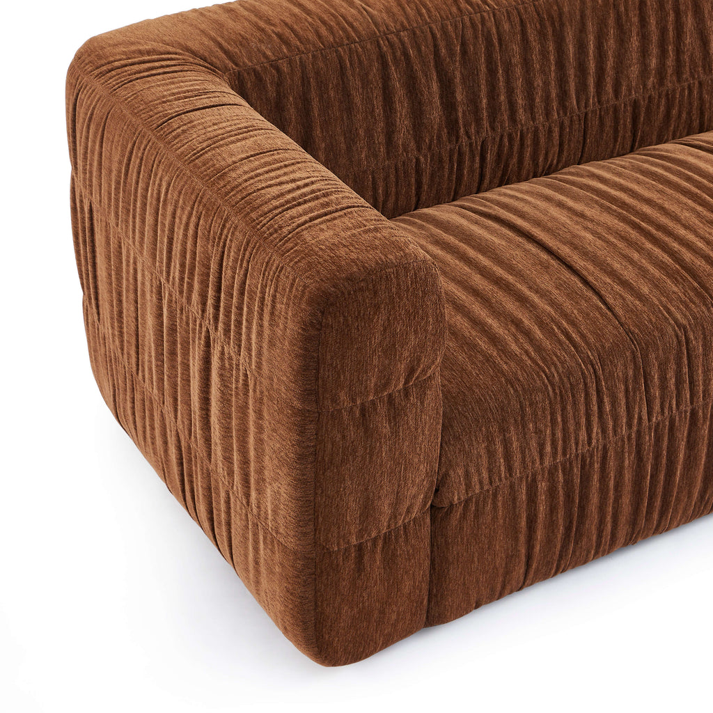 Marni - Canapé 3 Places - Velours Texturé - Marron