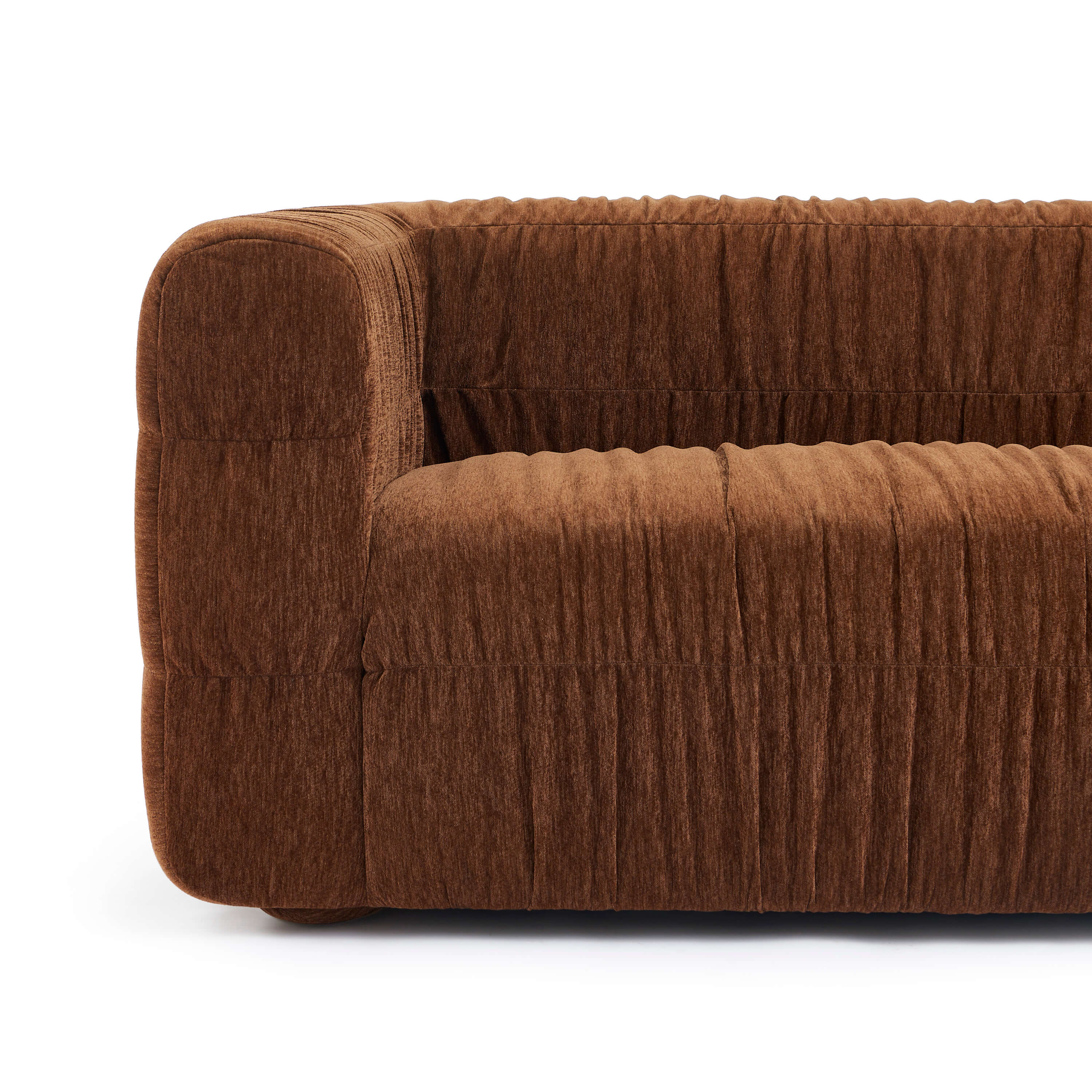 Marni - Canapé 3 Places - Velours Texturé - Marron