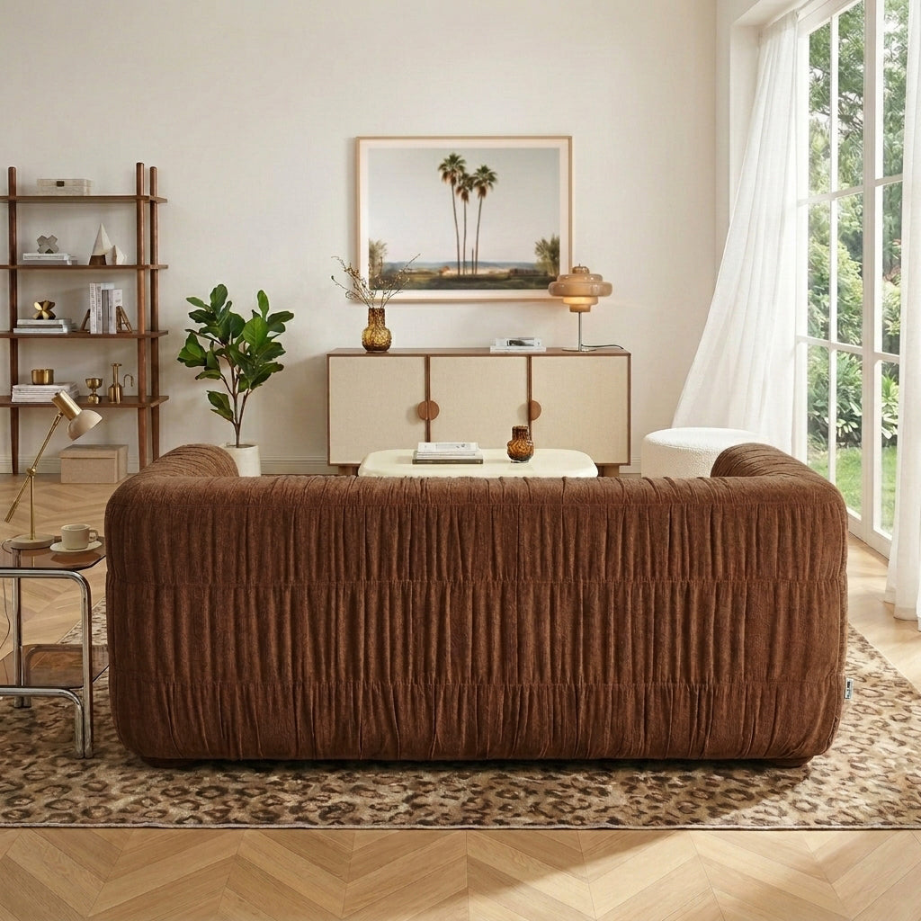 Marni - Canapé 3 Places - Velours Texturé - Marron