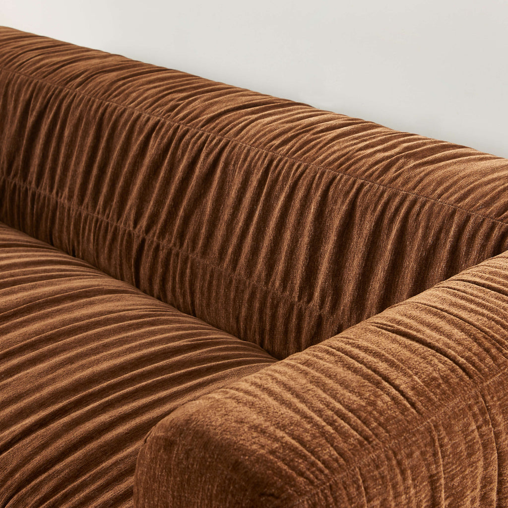 Marni - Canapé 3 Places - Velours Texturé - Marron