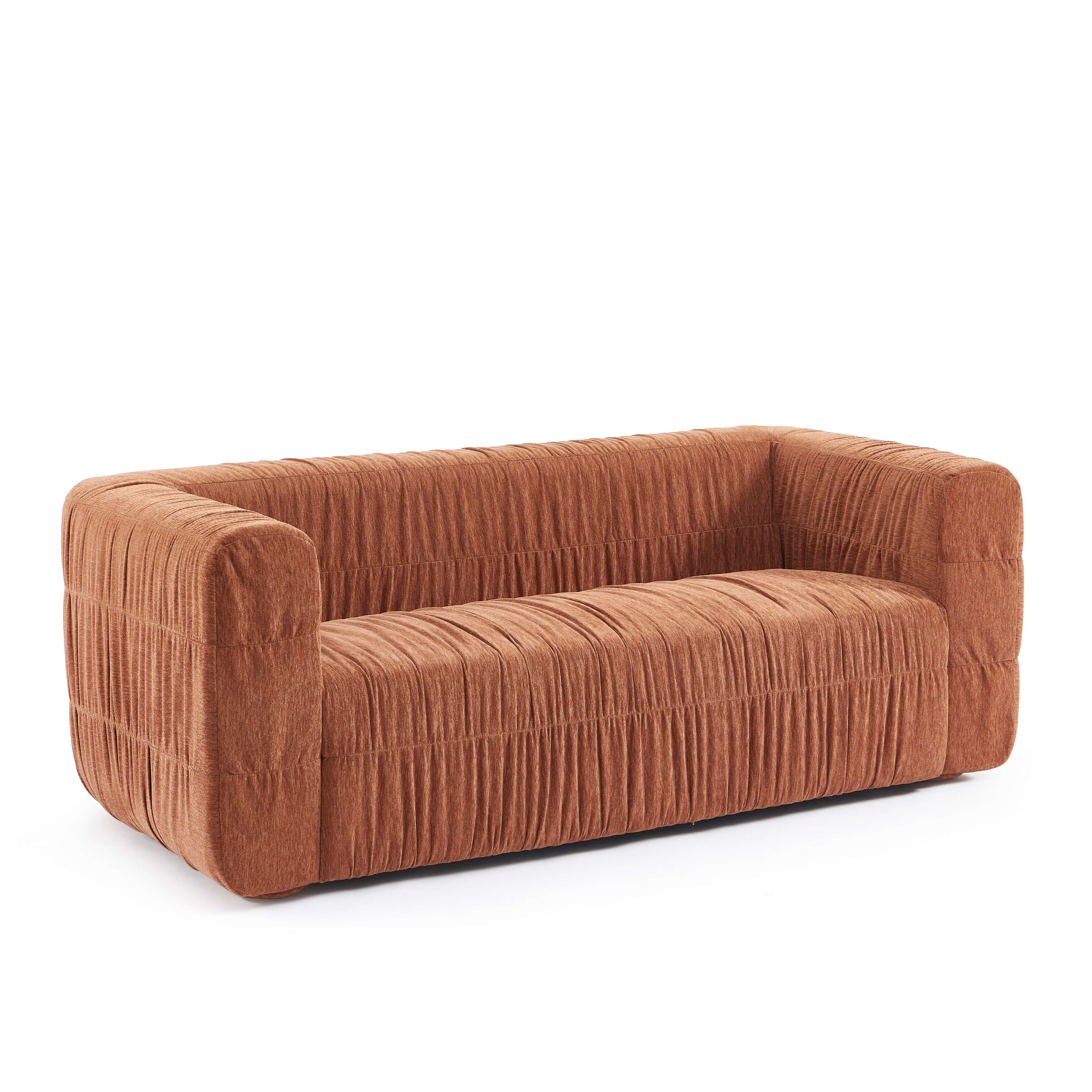 Marni - Canapé 3 Places - Velours Texturé - Terracotta
