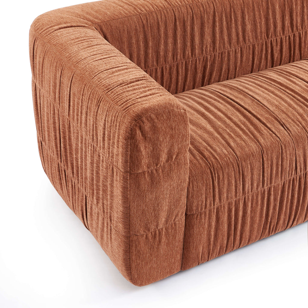 Marni - Canapé 3 Places - Velours Texturé - Terracotta