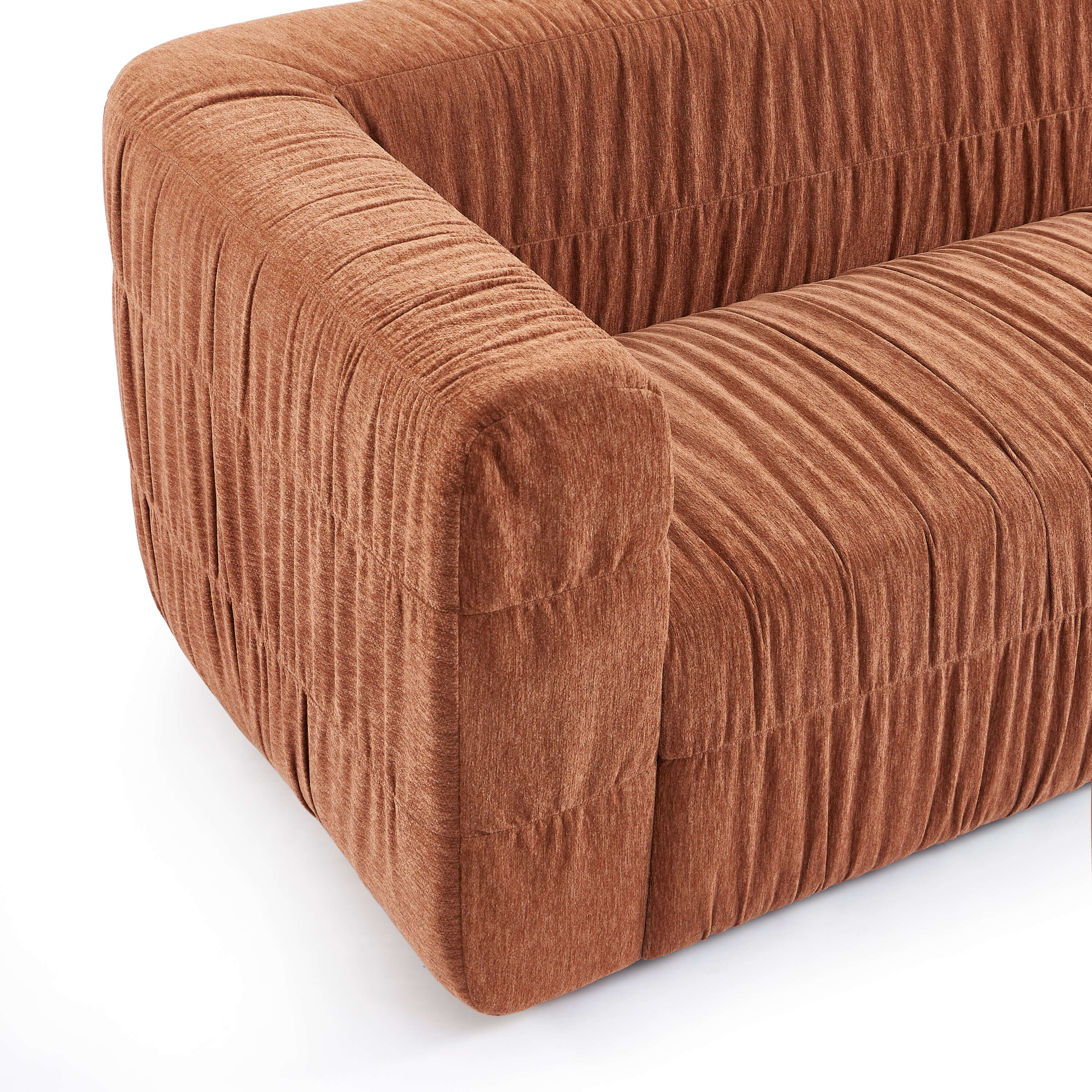 Marni - Canapé 3 Places - Velours Texturé - Terracotta