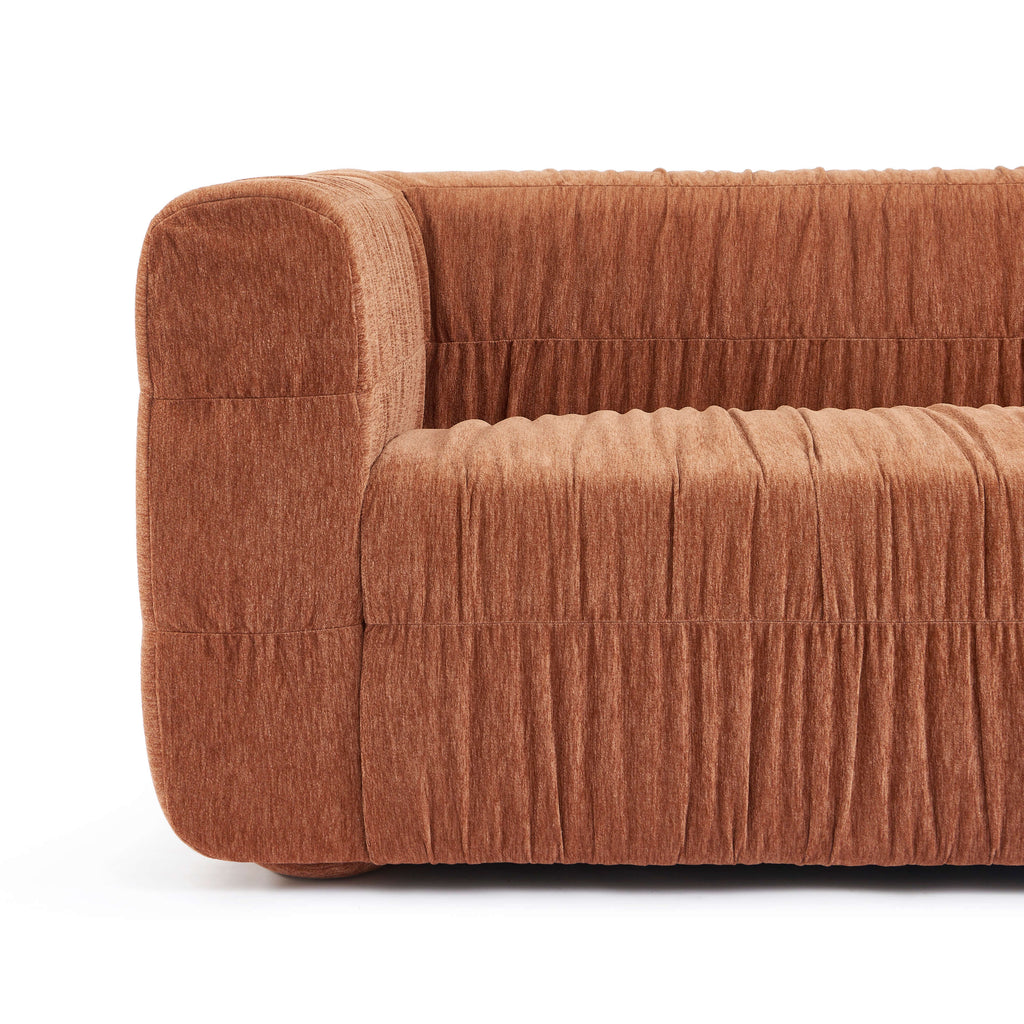 Marni - Canapé 3 Places - Velours Texturé - Terracotta