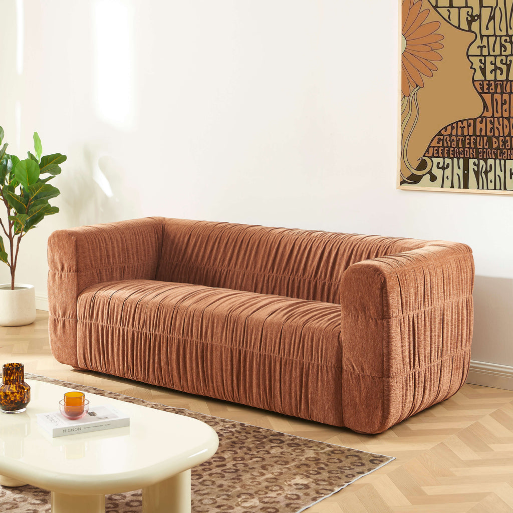 Marni - Canapé 3 Places - Velours Texturé - Terracotta