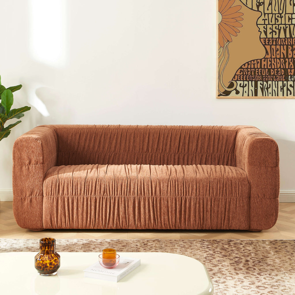 Marni - Canapé 3 Places - Velours Texturé - Terracotta