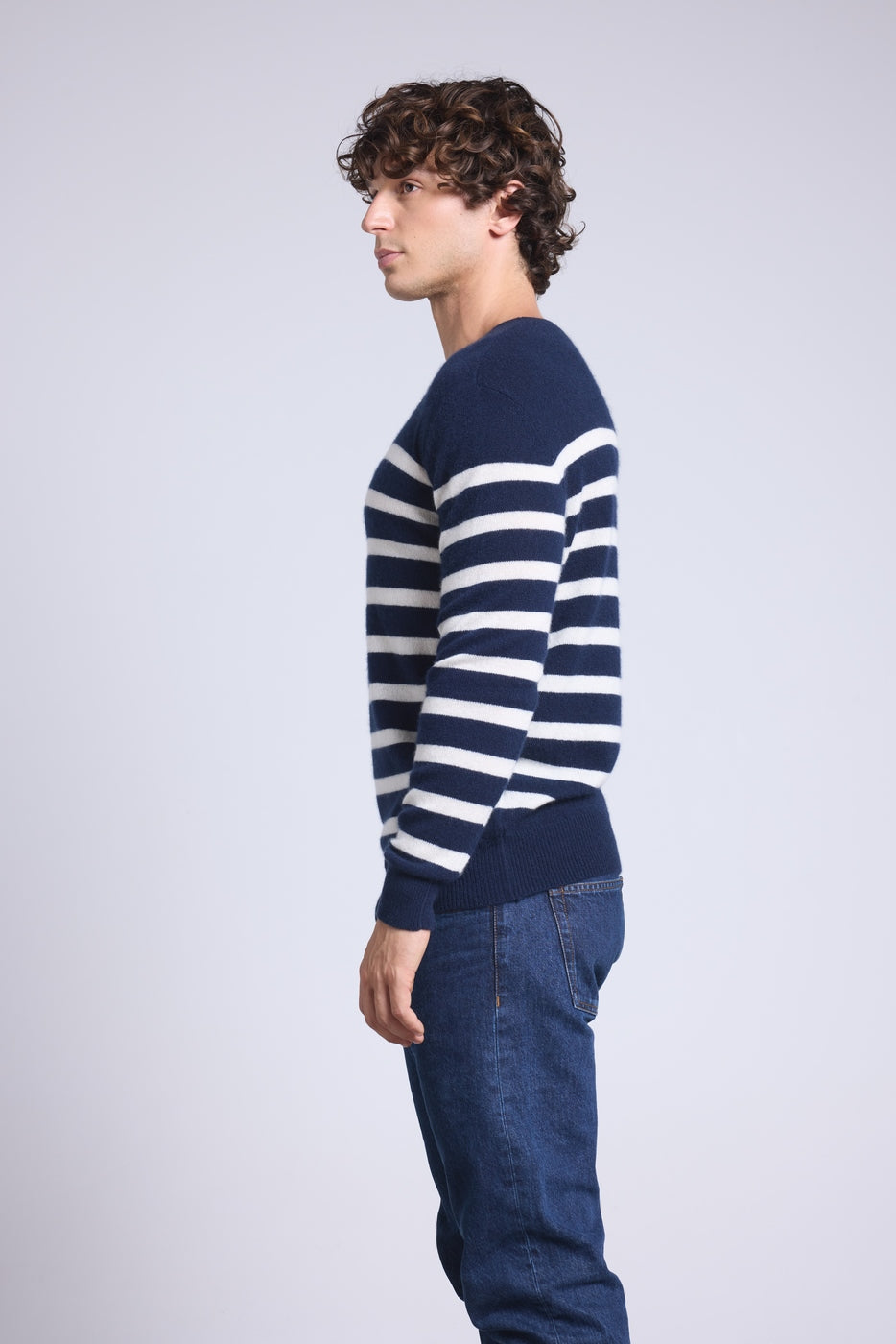 Martin Breton Jumper - Navy Blue And White - Men