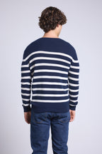 Martin Breton Jumper - Navy Blue And White - Men