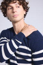 Martin Breton Jumper - Navy Blue And White - Men
