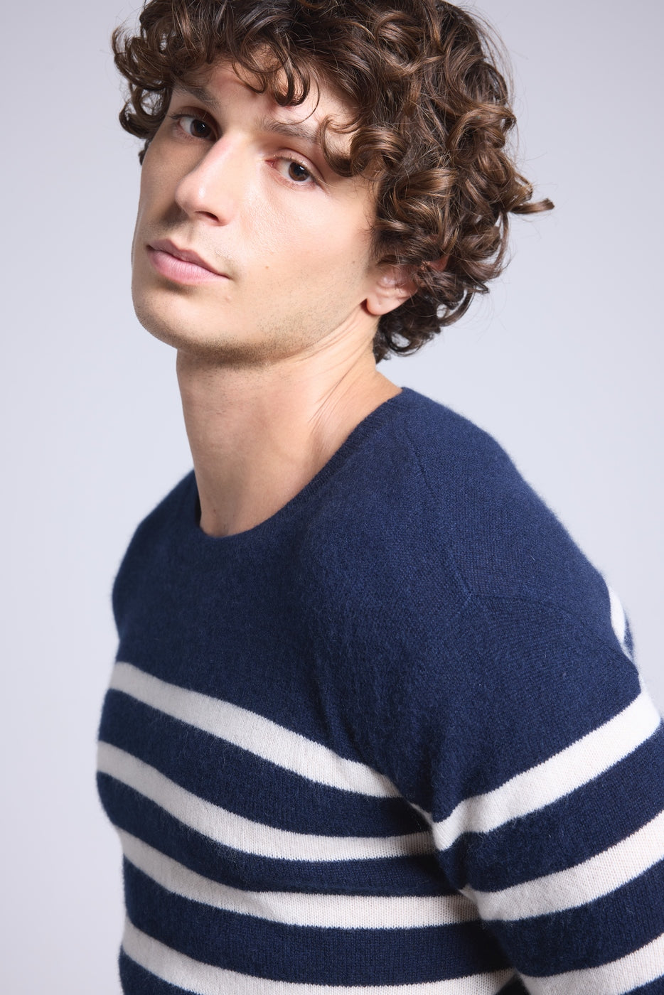 Martin Breton Jumper - Navy Blue And White - Men