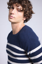 Martin Breton Jumper - Navy Blue And White - Men