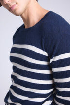 Martin Breton Jumper - Navy Blue And White - Men