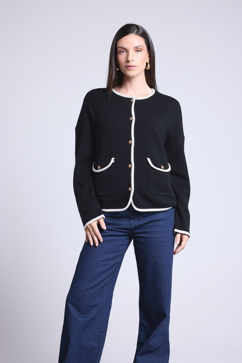 Veste Bijoux Martina - Noir Et Blanc - Femme