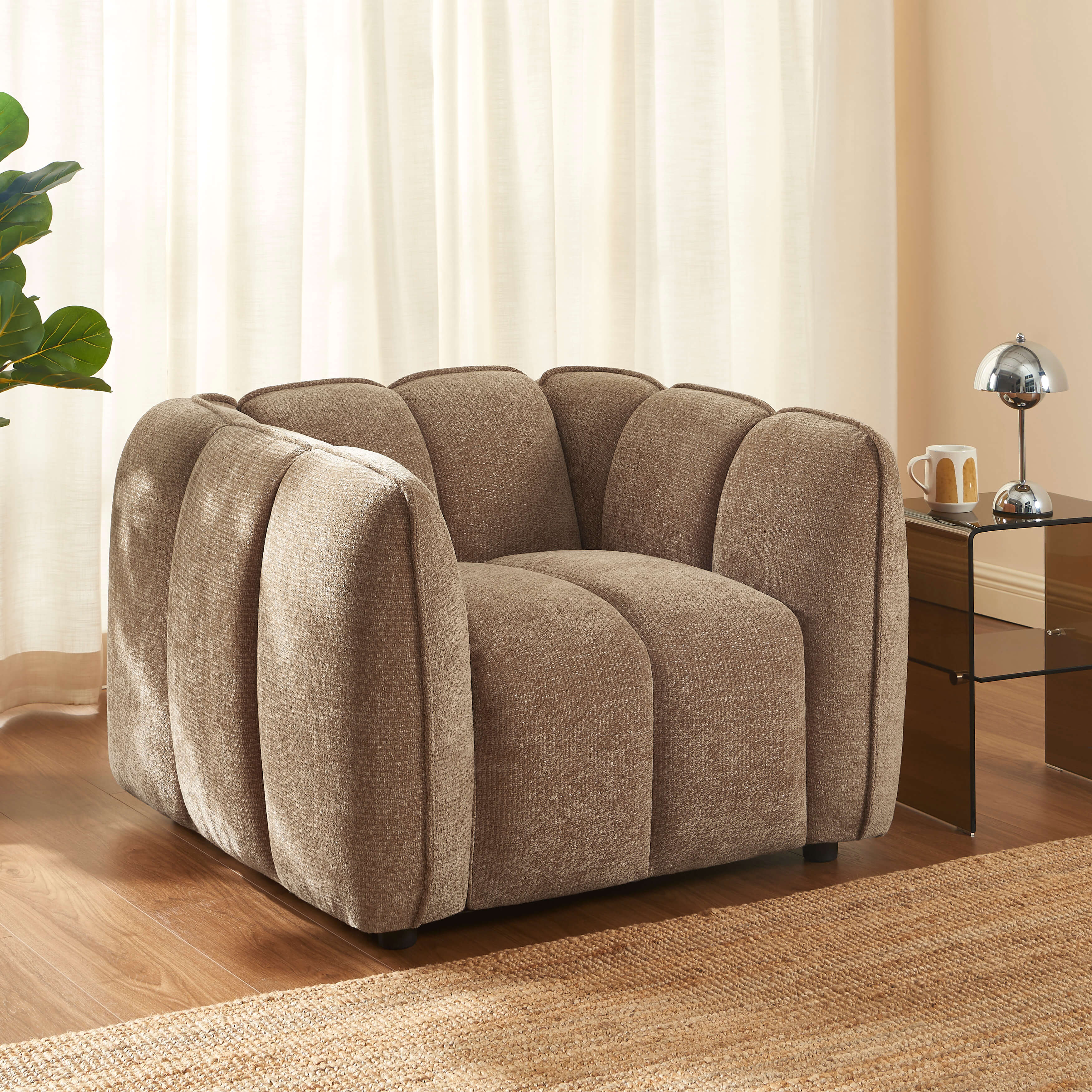 Matilda - Fauteuil - Tissu Chenille - Marron
