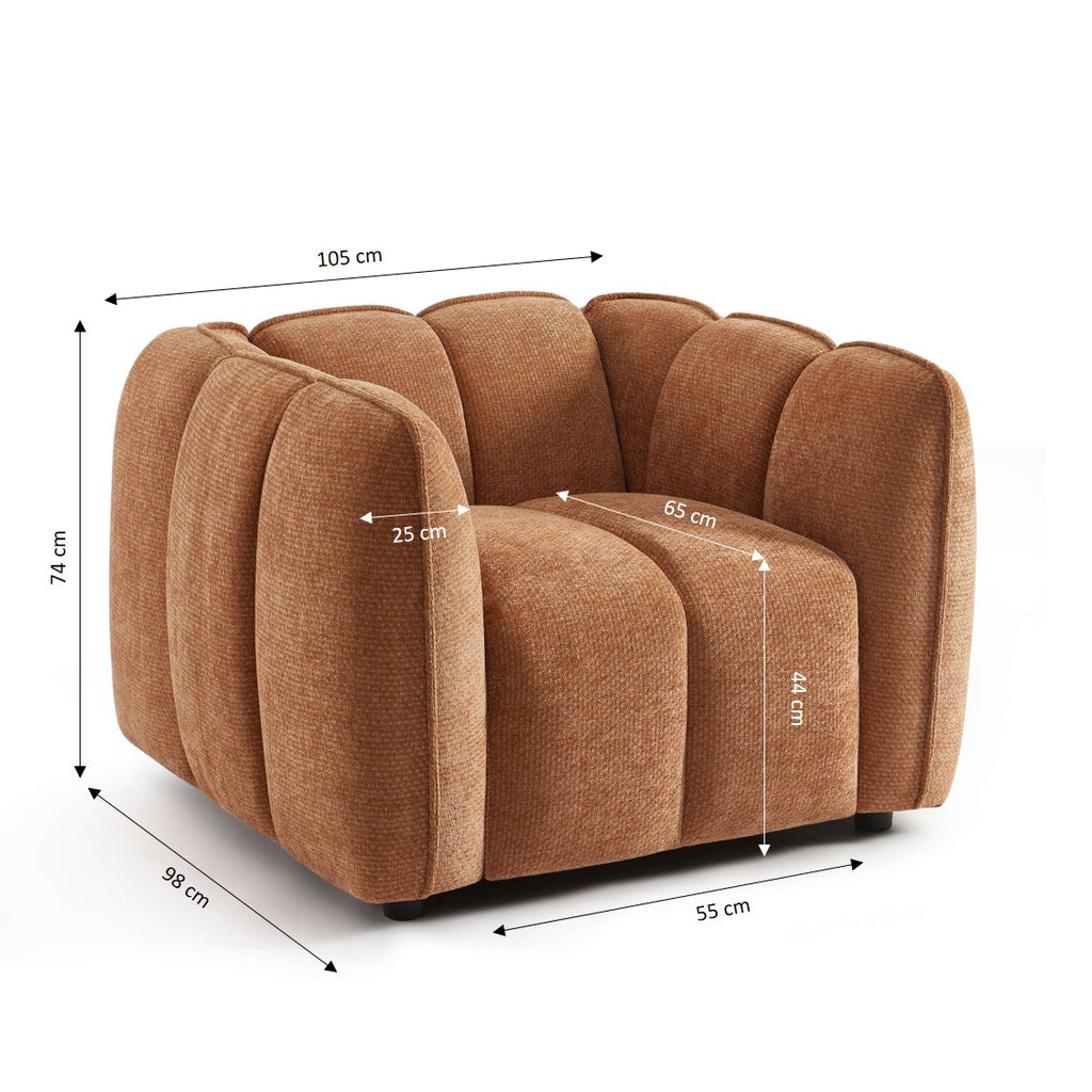 Matilda - Fauteuil - Tissu Chenille - Terracotta