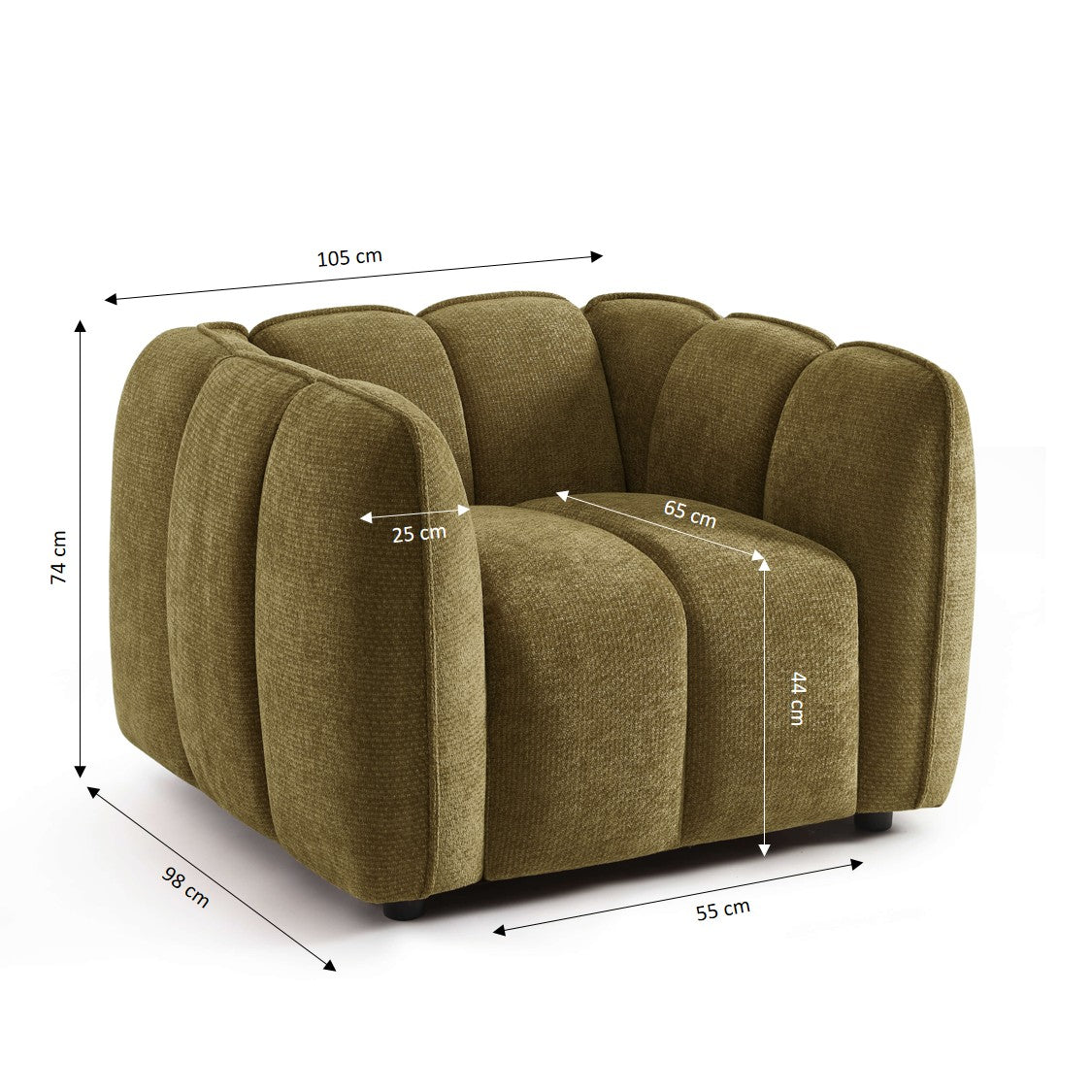 Matilda - Fauteuil - Tissu Chenille - Vert