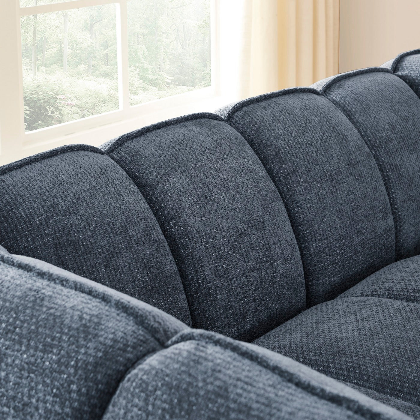 Matilda - Canapé 2 Places - Tissu Chenille - Bleu