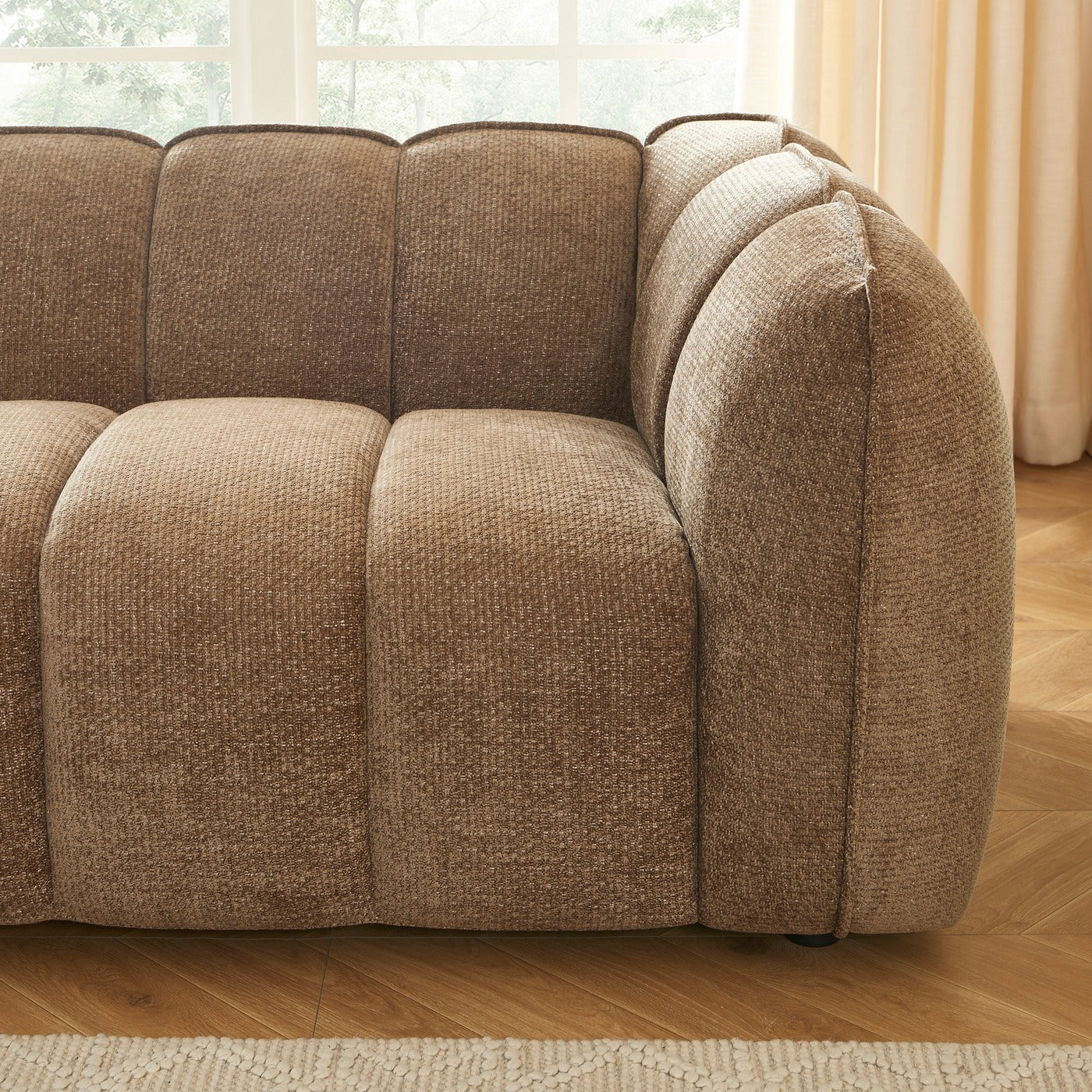Matilda - Canapé 2 Places - Tissu Chenille - Marron