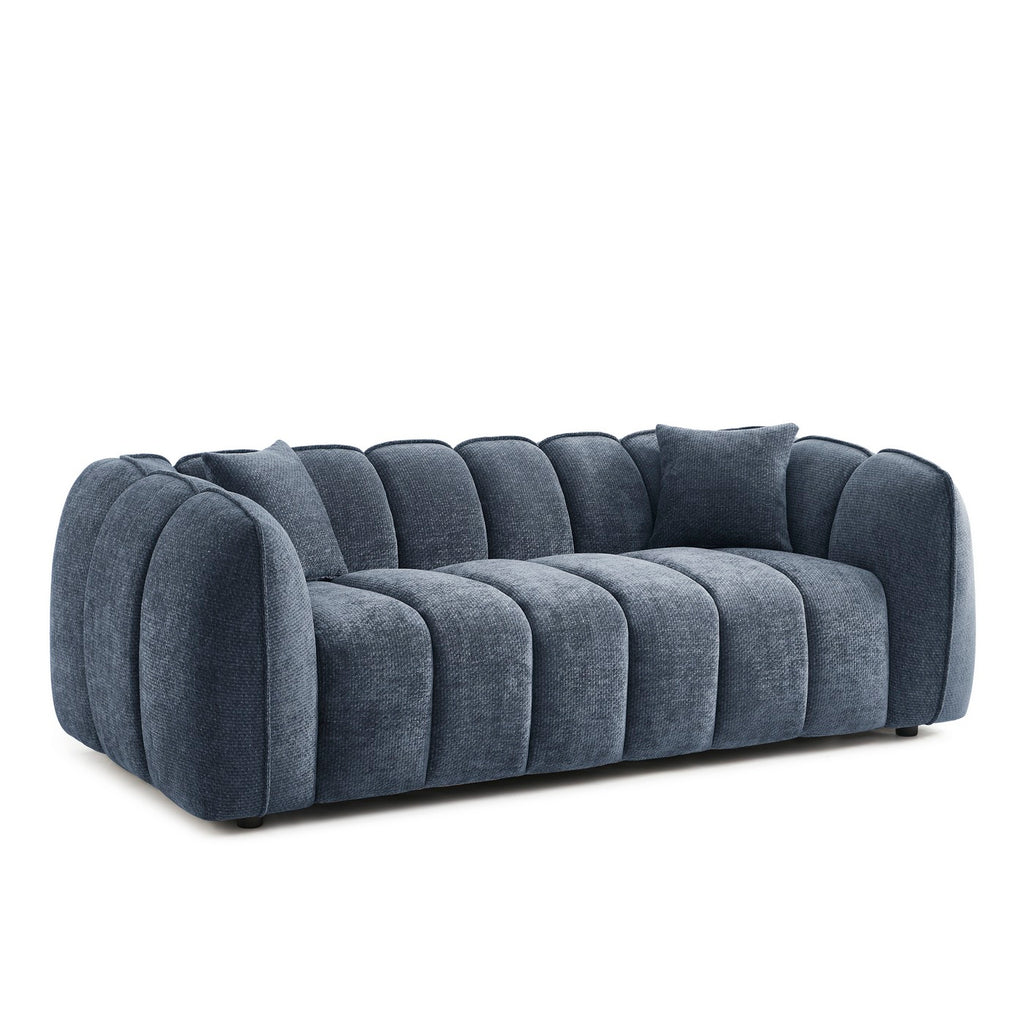 Matilda - Canapé 3 Places - Tissu Chenille - Bleu