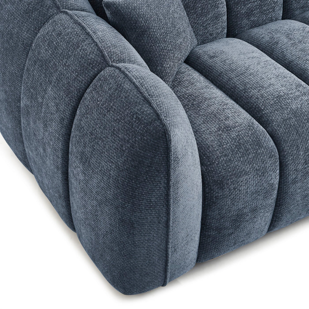 Matilda - Canapé 3 Places - Tissu Chenille - Bleu