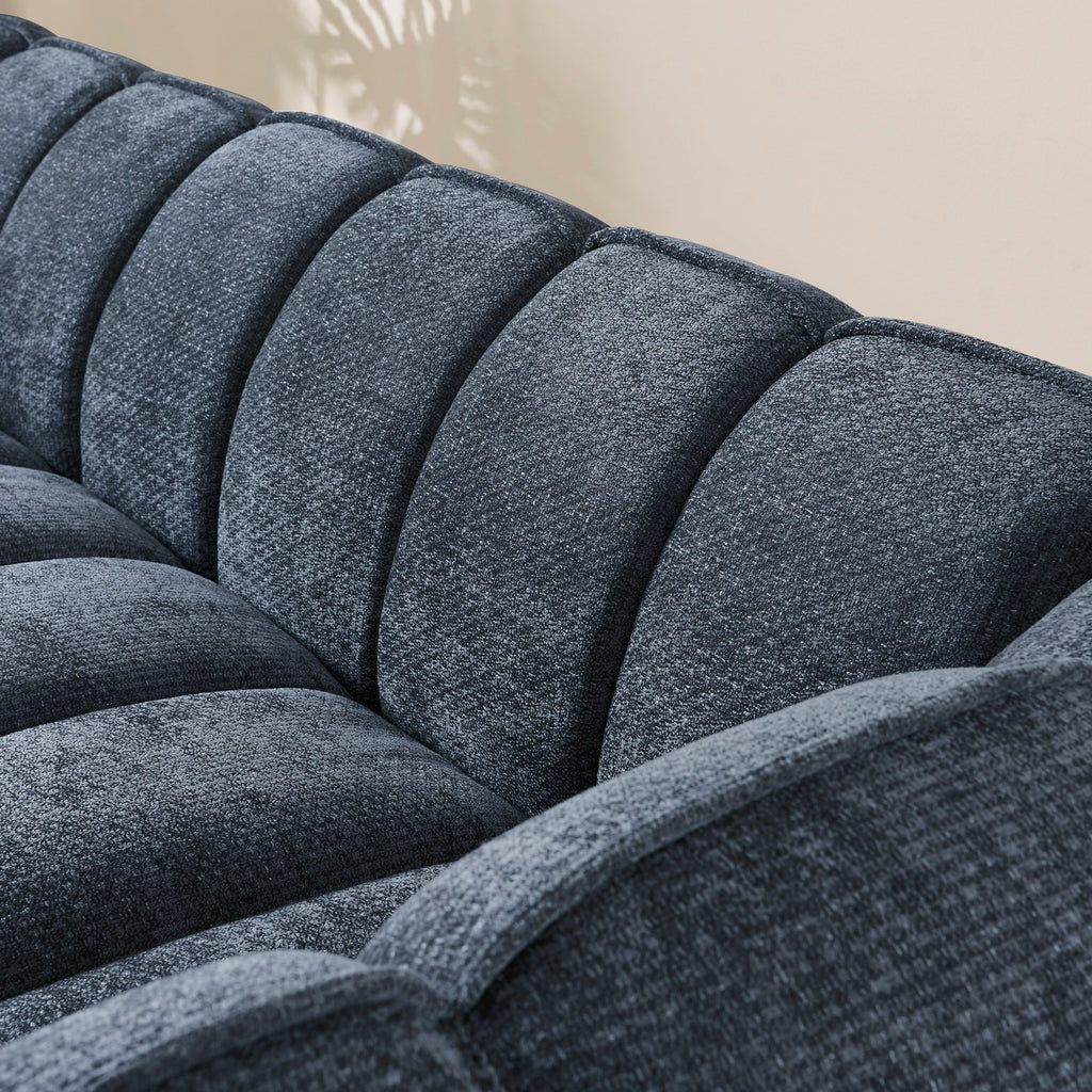 Matilda - Canapé 3 Places - Tissu Chenille - Bleu