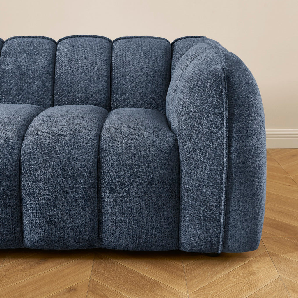 Matilda - Canapé 3 Places - Tissu Chenille - Bleu