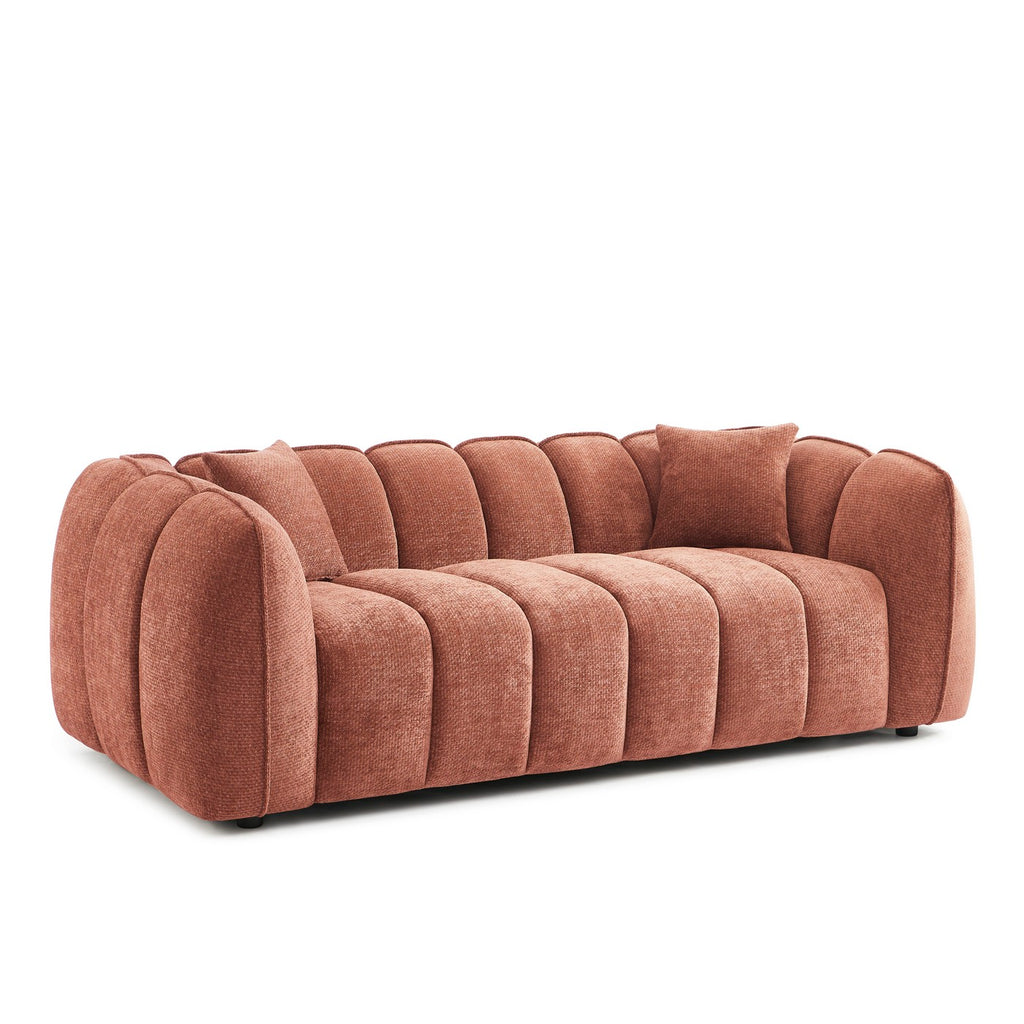 Matilda - 3 Seater Sofa - Chenille Fabric - Brick Red