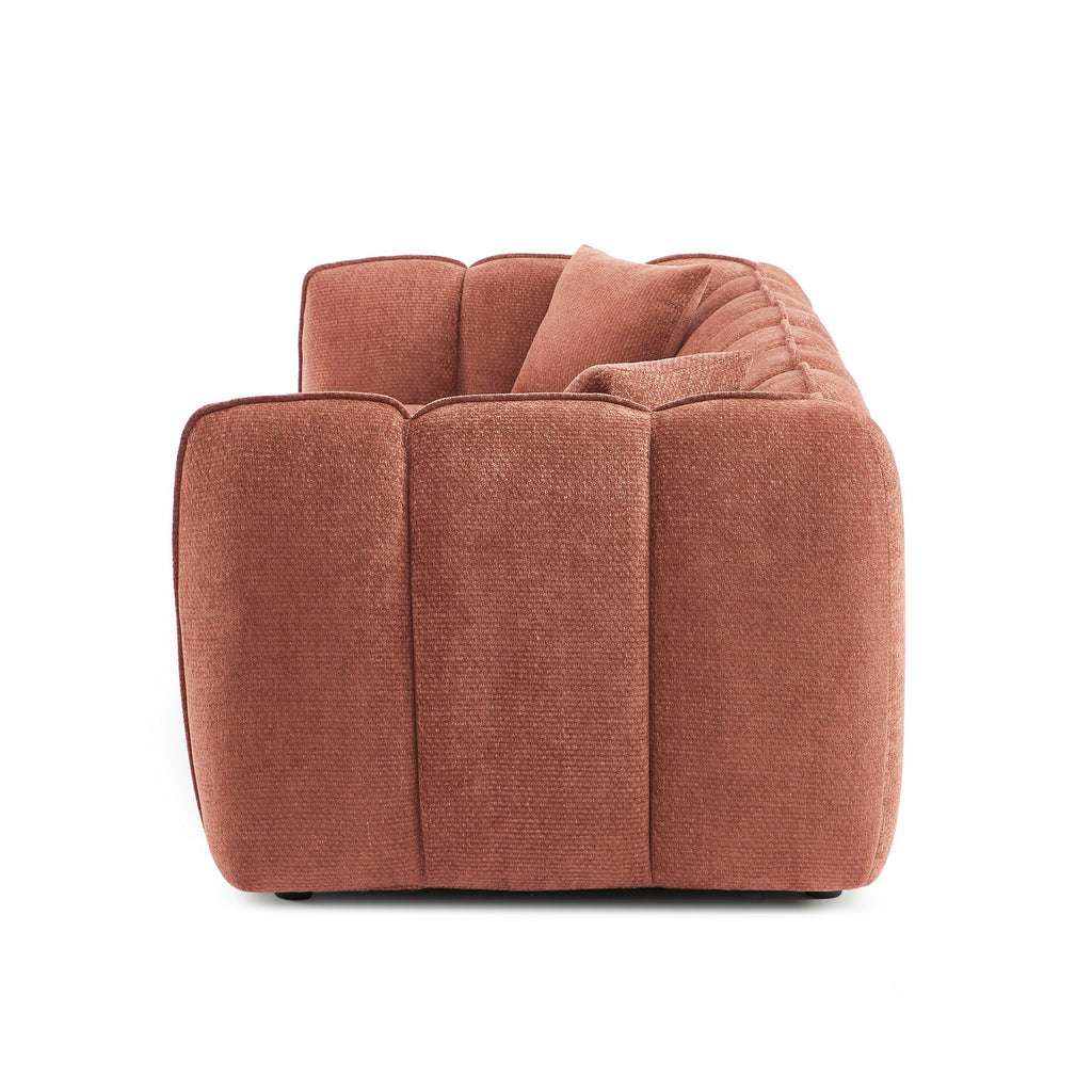 Matilda - 3 Seater Sofa - Chenille Fabric - Brick Red