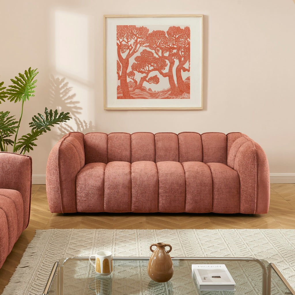 Matilda - 3 Seater Sofa - Chenille Fabric - Brick Red