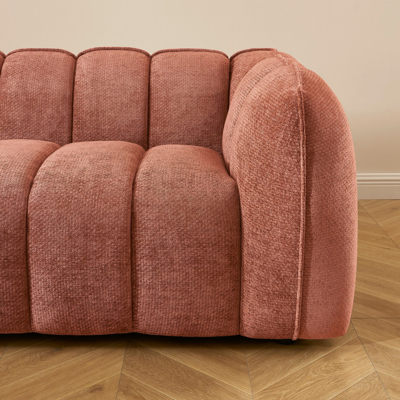 Matilda - 3 Seater Sofa - Chenille Fabric - Brick Red