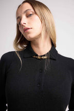 Maxine Polo Neck Jumper with Buttons - Black