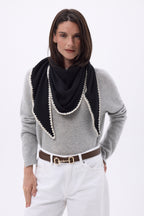 Echarpe Bandana Oversize Triangle À Surpiqures Maya - Noir Blanc - Femme