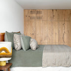 Manta de lino a rayas - Beige