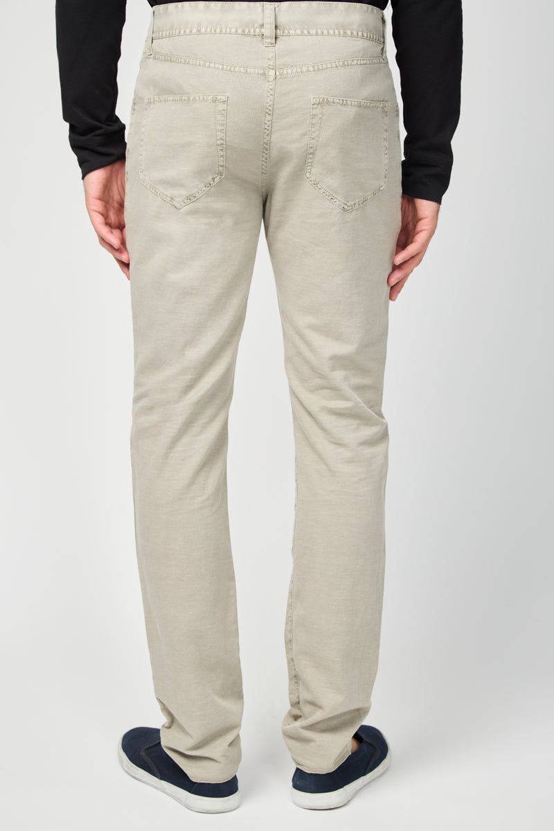 Sergé Extensible En Lin 5 Poches - Pigment Limoneux - Homme