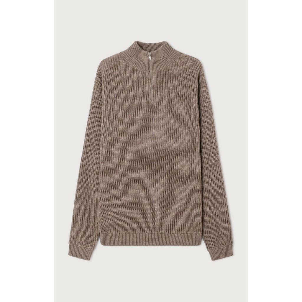 Trucker-Collar Jumper - Taupe Chine - Men