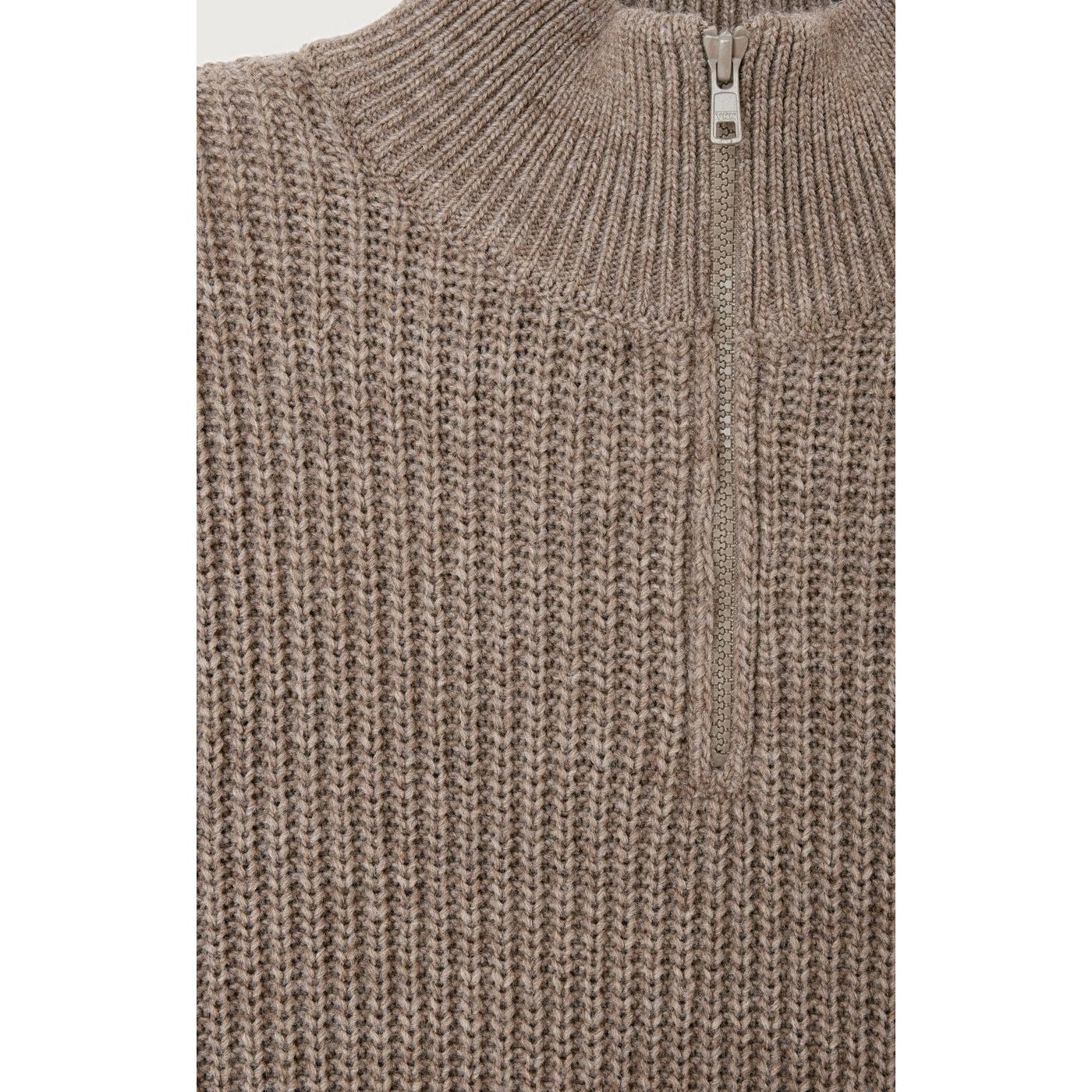 Trucker-Collar Jumper - Taupe Chine - Men