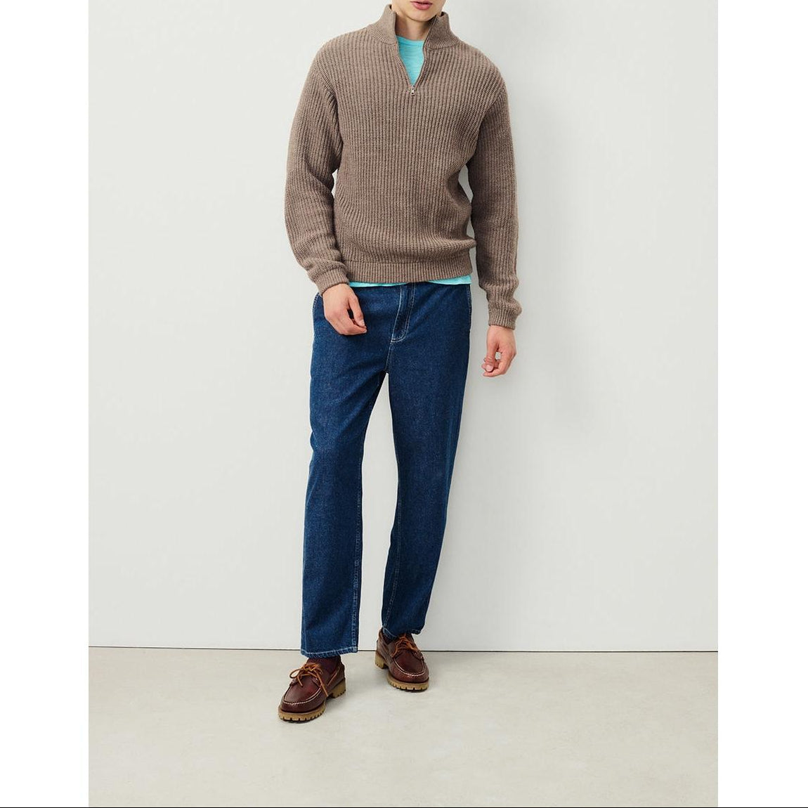 Trucker-Collar Jumper - Taupe Chine - Men