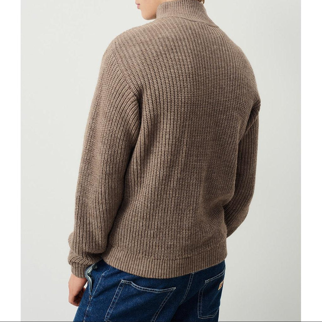 Trucker-Collar Jumper - Taupe Chine - Men
