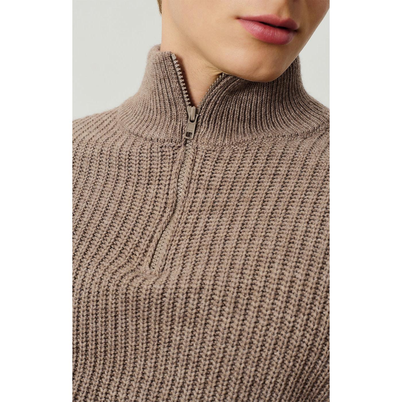 Trucker-Collar Jumper - Taupe Chine - Men