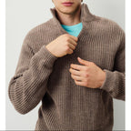 Trucker-Collar Jumper - Taupe Chine - Men